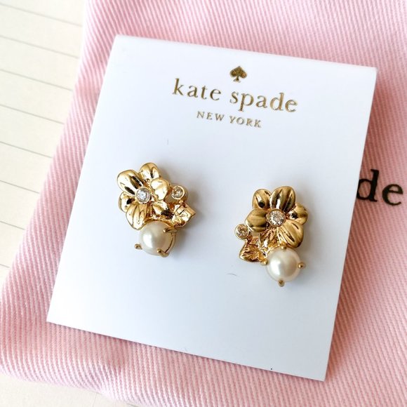 Kate Spade Wild Garden Flower Pearl Stud Earrings - Picture 2 of 3